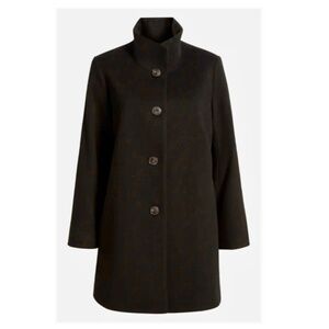 Fleurette Stand Collar Coat in Olive Green Loro Piana 100% Wool
